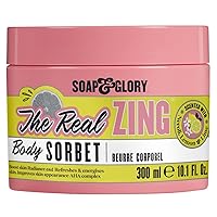 Soap & Glory The Real Zing Body Sorbet - Citrus Body Moisturizer & Hydrating, Sorbet-y Skin Cream - Radiance Boosting, AHA Exfoliating, Lightweight Body Cream for Refreshed Dry Skin (300ml)