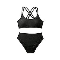 Milumia Girl's 2 Piece Swimsuits Criss Cross Spaghetti Strap Bikini Sets Swimwear