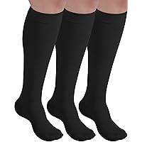 ABSOLUTE SUPPORT (3 Pairs) Graduated Support Opaque Compression Knee High Socks for Men and Women 20-30mmHg | For Arthritis, Blood Clots, Varicose Veins Circulation - Black, X-Large - A501BL4-3