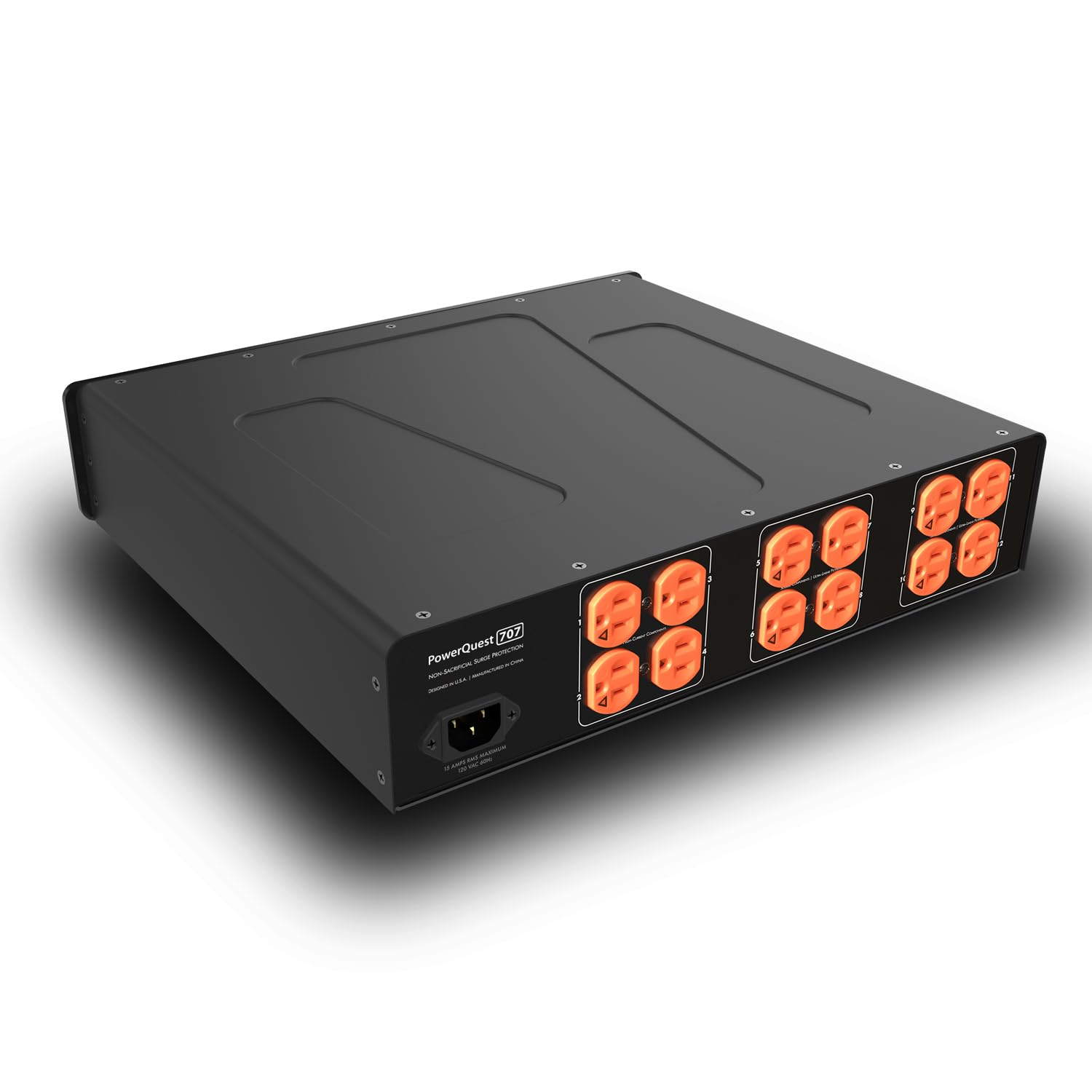 AudioQuest - PowerQuest 707 High-Performance Power Conditioner with 12 AC outlets, 2m Detachable AC Power Cable, and 2RU Rack Ears. Perfect for TV, AV Receiver, Xbox, Playstation, Soundbar