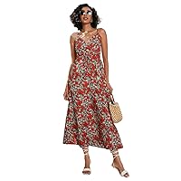 Unique Women Maxi DressHalter Floral High Waist Long Midi Summer Beach Holiday Dress