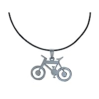 Miniblings Fahrrad Freizeit Lederkette Halskette - Handmade Modeschmuck I Kette mit Anhänger Länge:- 45mm Sommer Sport Bewegung Lederkette Herrenkette