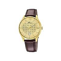 Lotus Men's Watch 18403/B Outlet Gold Stainless Steel Case Brown Leather Strap, gold, Bracelet