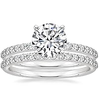 Engagement Ring with 2.00 CT Moissanite, 10K White Gold, Round Cut Solitaire