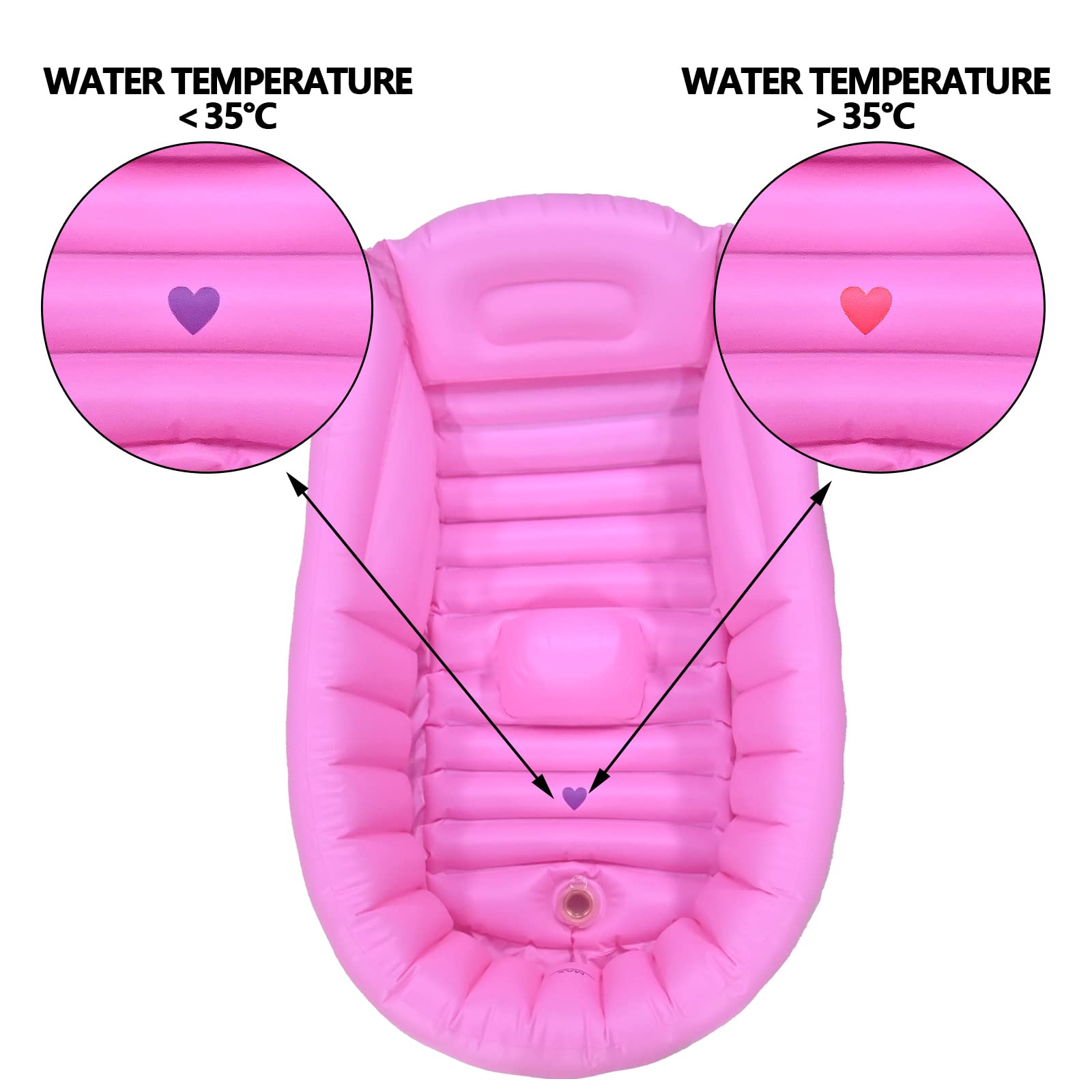 Inflatable Tub, Portable Tub, Non-Slip Tub, Tub Seat, Built-in Air Pump Foldable Shower Tray Travel Tub (Pink)