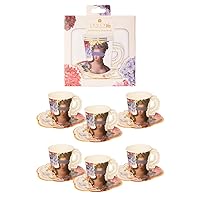 Talking Tables Pack of 12 Floral Cup & Saucer Afternoon Tea Set with 'Cheers' Design | Truly Scrumptious Disposable Tableware For Birthday Party, Baby Shower, Wedding, Bridgerton Theme (TS10-CUPSET)
