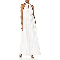 Women's Keyhole Halter A-line Gown with Waist Tie