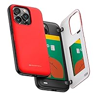 GOOSPERY Magnetic Door Bumper Compatible with iPhone 14 Pro Case, Card Holder Wallet Easy Magnet Auto Closing Protective Dual Layer Sturdy Phone Back Cover - Red