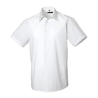 Russell Collection Mens Short Sleeve Poly-Cotton Easy Care Tailored Poplin Shirt (4XL) (White)