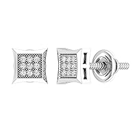 Dazzlingrock Collection 0.05 ctw Round White Diamond Square Stud Earrings for Men in 925 Sterling Silver