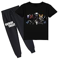 Kid Boy Summer Crewneck Tee Shirt+Jogger Pants Skibidi Toilet Short Sleeve TShirt Casual Pullover Tops