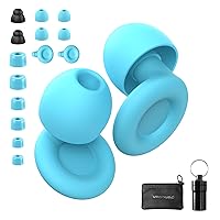 Ear Plugs for Sleeping Noise Reduction Reuseable, Concerts, Focus, Travel, Work, High Fidelity – 7 Pairs Eartips – Flexible Soft – Touch – NRR of 24 and 27 dB Noise Cancelling (Blue)