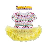 Baby Girls Easter Outfit Colorful Egg Bunny Romper Ruffle Tutu Skirt +Headband 2PCS Party Dress Clothes Set
