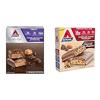 Atkins Endulge Chocolate Caramel Mousse Bar, Dessert Favorite, 1g Sugar, High in Fiber, 5 Count & Chocolate Almond Butter Protein Meal Bar, Keto Friendly, 5 Count