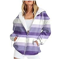 Zip Up Hoodies for Women Trendy Oversized Casual Long Sleeve Drawstring Hooded Sweatshirts Y2k Drawstring Jacket Coat