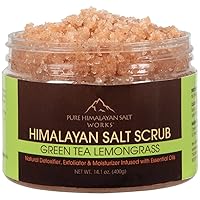 Himalayan Salt Scrub, Natural Detoxifier, Exfoliator & Moisturizer, Body And Face Scrub, Green Tea Lemongrass, 14.1 Oz