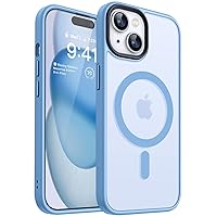 CANSHN Magnetic Case for iPhone 15 Case [Compatible with MagSafe & MIL-Grade Drop Tested] Slim Translucent Matte Cover, Anti-Scratch Shockproof Phone Case for iPhone 15 6.1 Inch, Sky Blue