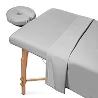 Massage Table Spa Sheet Set- 550 Thread Count Long Staple Cotton 3-Piece Massage Table Spa Sheet Set Silver Grey Solid