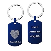Dreambell Personalized Engrave Custom Heart Fingerprint Photo Text Dog Tag Pendant Necklace Keychain Gift F/Son Daughter Dad Mom