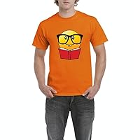 Bookworm Reading Happy Face Emoji People Couples Gifts Men's T-Shirt Tee Medium Orange