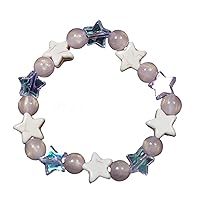 Star Bracelet,Colorful Star Pendant Beaded Bracelet Adjustable Pull-Out Hand Chains Fashionable Wristchain Jewelry for Women Girls