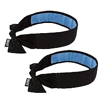 Ergodyne Chill Its 6700CT Cooling Bandana, Lined with Evaporative PVA Material for Fast Cooling Relief, Tie for Adjustable Fit, 2-Pack Black