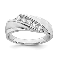 14k White Gold 5 stone 1/2 Carat Diamond Mens Band Size 10.00 Jewelry for Men