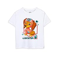 Paw Patrol Girls T-Shirt | Kids White Short Sleeve Top | Liberty The Streetwise Dachshund Pup | Cartoon Gift for Children