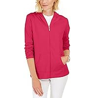 Karen Scott Long Sleeve Zip Front Hoodie