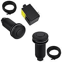 Garbage Disposal Air Switch Kit, UL Listed, Sink Top Long Push Button with Brass Cover, Matte Black