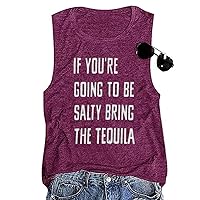 SurBepo Women If You're Going to Be Salty Bring The Tequila Cinco De Mayo Shirt Funny Drinking Graphic Tank Top