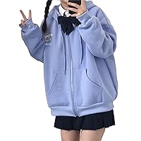 My Melody Kuromi Cinnamoroll Hoodie Sweatshirt Women's Long Sleeve Zip Up Jacket Girls Cartoon Hooded Sweater