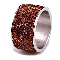 Shining Full Rhinestone Stainless Steel Rings for Women Crystal Jewelry Wedding Ring Gift