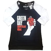Green Day T Shirt American Idiot Band Logo Official Raglan 3/4 Sleeve Womens Size L