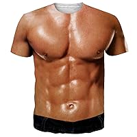 Realistic False Muscle T-shirt for Men Fake Chest Muscle,Men's Padded  Muscle Shirt Breathable Soft Dress Up Invisible Simulation Compression  Undershirt -White