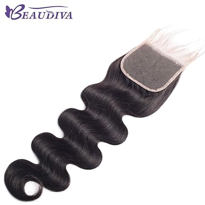 Beaudiva Hair Brazilian Human Hair Body Wave 3 Bundles with Closure (20 22 24+18) Unprocessed Brazilian Body Wave Human Hair Double Weft with Lace Closure 4×4 Free Part