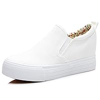 Hidden Wedge Sneakers for Women Slip on, Fashion High Heel Low Top Canvas Shoes Casual Platform Loafers