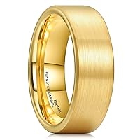 King Will GLORY 6mm 8mm Tungsten Carbide Ring 14K Gold Matte Brushed Polish Wedding Band Comfort Fit
