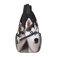 Husky Dog Print Cross Chest Bag Crossbody Backpack Sling Shoulder Bag Travel Hiking Daypack Cycling Bag
