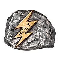 Two Tone 925 Sterling Silver Flash Lightning Bolt Ring Gold Zeus Thunderbolt Ring for Men Boys Open and Adjustable