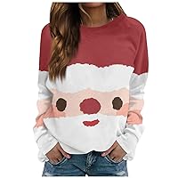 Christmas Tops For Women 2023 Long Sleeve Loose Fit Shirt Xmas Printed Casual Sweatshirt Workout Holiday Pullover