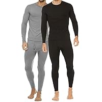 Thermajohn 2 Pack Thermal Underwear for Men Size L Grey & Black