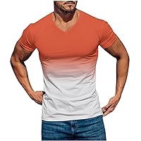 Color degradado para Hombre Tops Manga Corta Cuello en V túnica Camisas Fitness deportes Jersey Camiseta atlética
