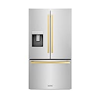 28.9 cu. ft. Standard-Depth French Door External Water Dispenser Refrigerator with Dual Ice Maker in Fingerprint Resistant Stainless Steel and Polished Gold Square Handles (RSMZ-W-36-FG)