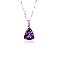 Natural Purple Amethyst Trillion Shape Pendant In 14k Solid Gold Pendant Stone Size 15.30x9.50 MM Stone Weight 30 CTW