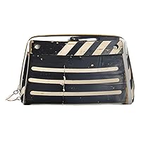 Classic Movie Clapboard Black Print Cosmetic Bags,Leather Makeup Bag Small For Purse,Cosmetic Pouch,Toiletry Clutch For Women Travel