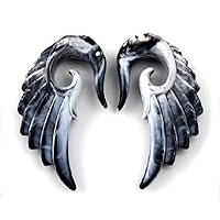 Angel Wing Tapers with Black and White Marble Pattern (1 Pair)