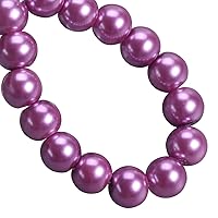 10pcs 12mm Round Faux Pearl Beads for Jewelry Making, Coated Glass Beads Loose Spacer Beads for DIY Crafts Bracelet Earring Making (Purple)