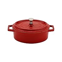Heiss Lightweight Cast Aluminum Mini Dutch Oven with Lid, 12 Ounce, Red/White
