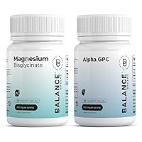 Magnesium Bisglycinate 200mg High Absorption Chelated - 120 Vegan Capsules - Supports Hearth Health, Muscle Cramps, Bone Health and Alpha GPC Choline Supplement 600mg – 120 Vegetable Capsules